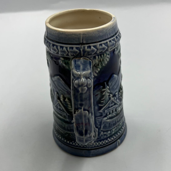 Vintage Glazed Ceramic 3D Large Decorative Souvenir Stein West Germany Blue - Picture 3 of 8